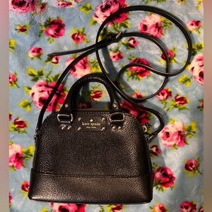 kate spade black leather ultra-mini crossbody satchel